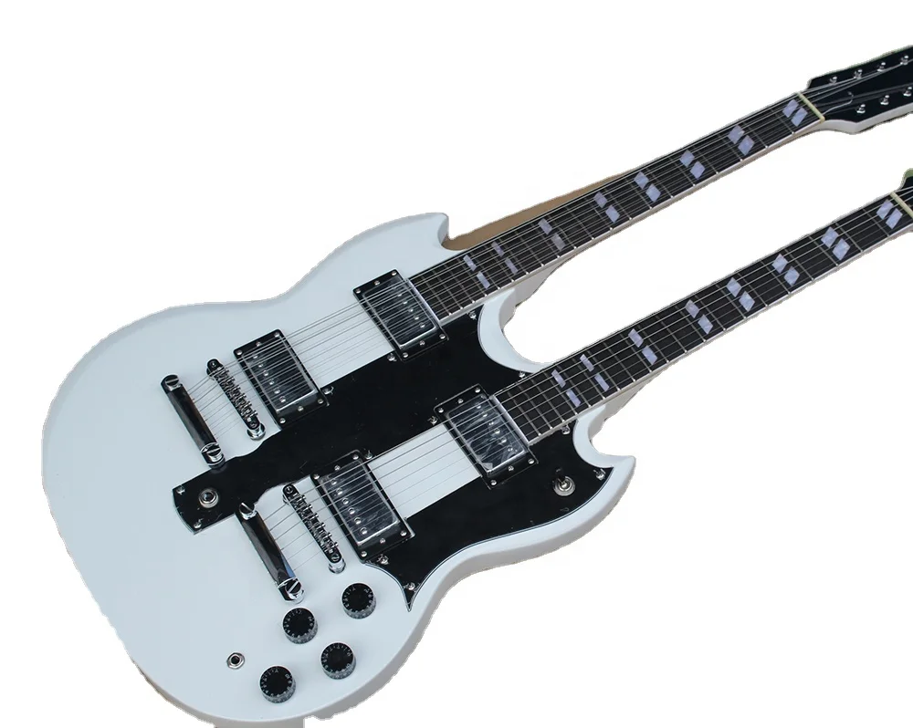 

Flyoung Cheap Price White y Double Neck 6 + 12 Strings Electric Guitar Chrome Hardwares