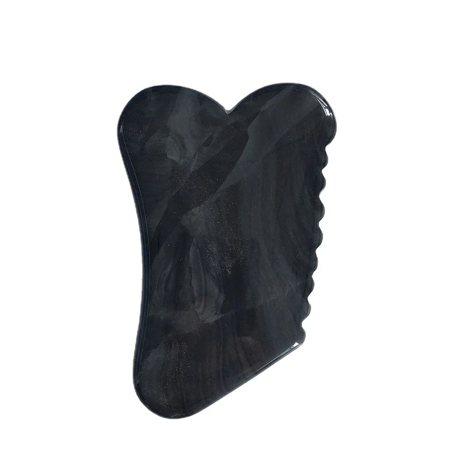 

Popular Black Obsidian New Shape With Spiky Gua Sha Slimming Board For Gua Sha Treatment