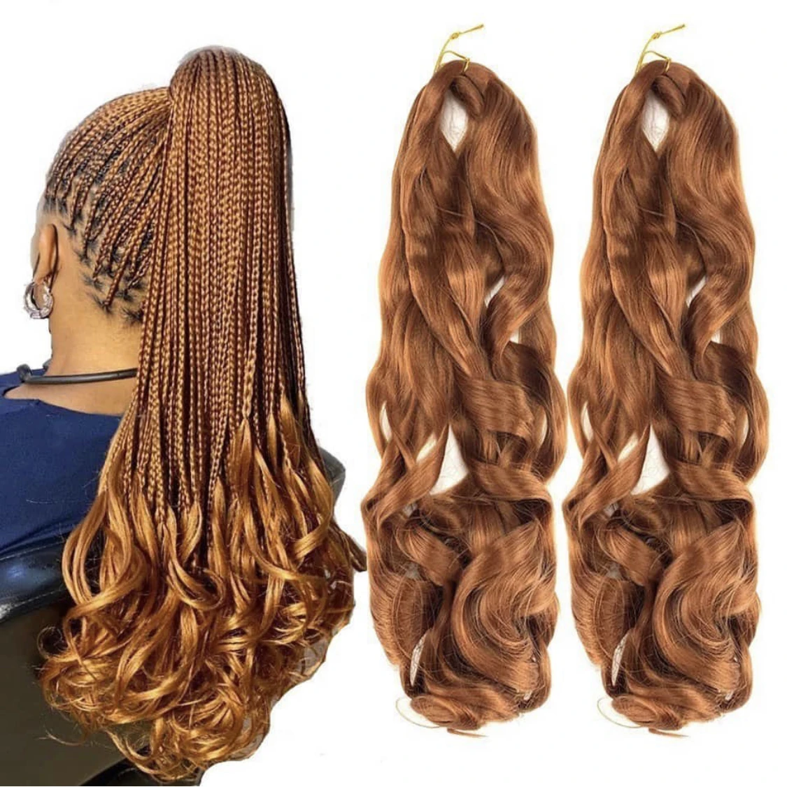

synthetic hair loose wave curly crochet braiding hair wavy extension 22inch 150g Curly attachments hair braids Spiral Curl wavy, Pic showed