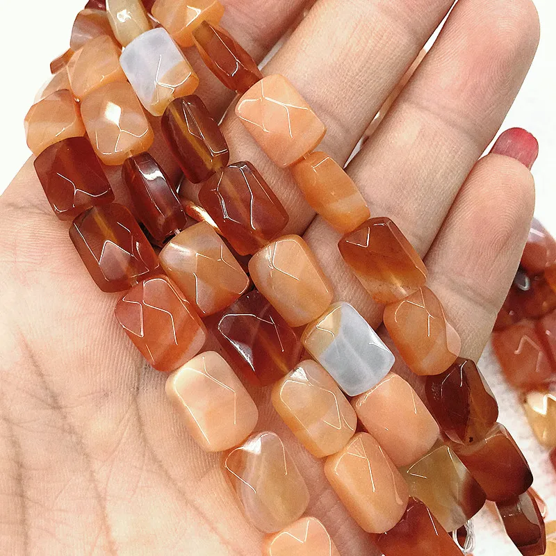 Stone Beads Wholesale Faced Nature Red Agate Squared 8 Mmx11mm Bead For