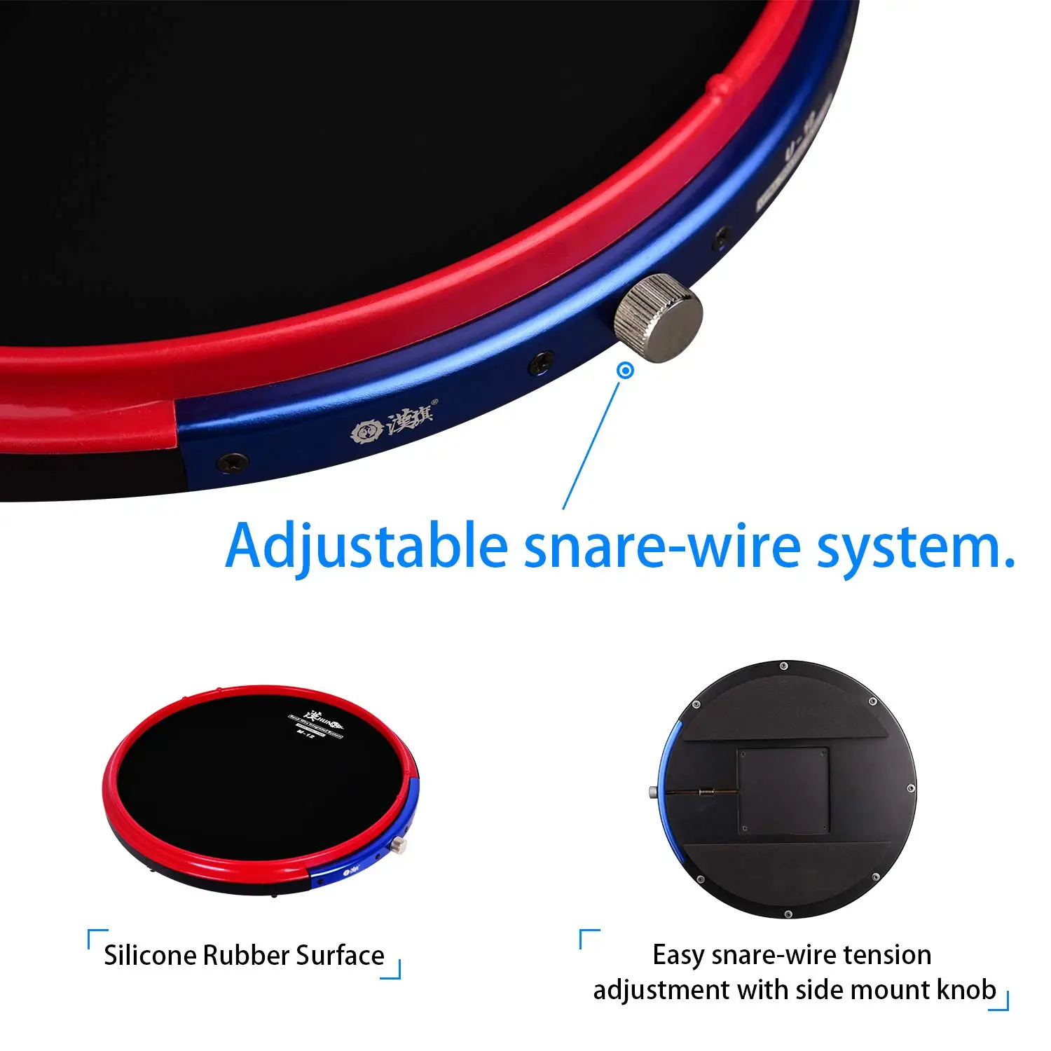 Hun M12 Marching Drum Practice Pad With Adjustable Snare Sound System