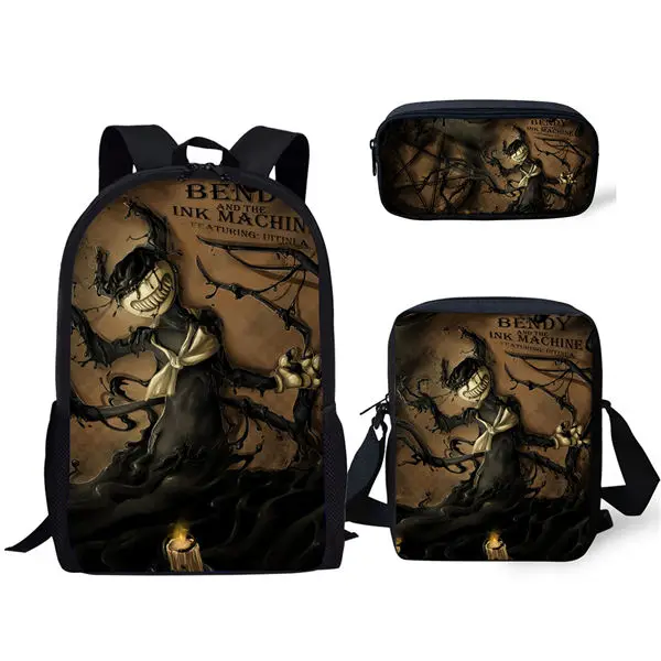 

Fashion Children's Book-bags Set Bendy and the Ink Machine Pattern Kids School Bags Teenagers Shoulder Book Bag Mochila, Customized