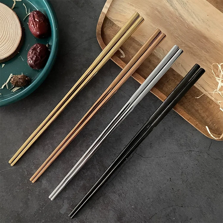 

Korean custom logo color chopsticks stainless steel 304 (18/10) for gift, Black / rose gold / gold / silver