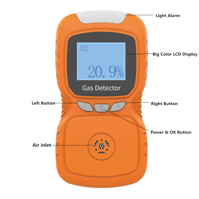 Portable Handheld Oxygen O2 Gas Monitor Oxygen Analyzer With Micro Clip