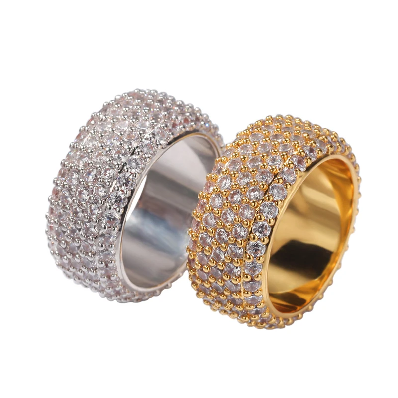 

Blues RTS personality gold-plated 5 row micro pave zircon couples ring