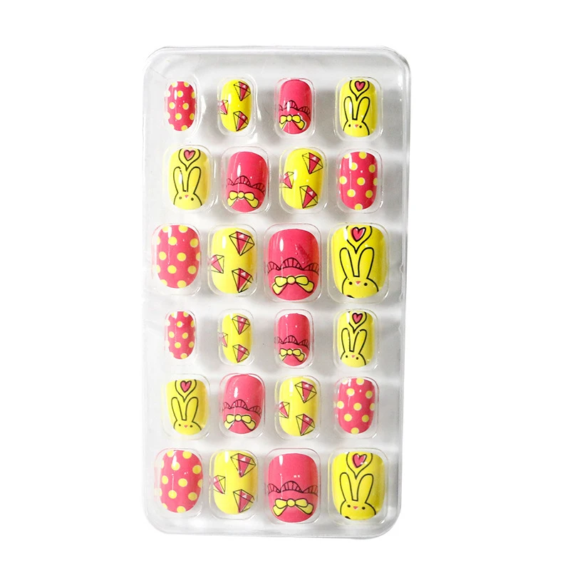 

NAF012 24pcs colorful Rainbow Heart artificial nail tips false fakenail press on nails custom with adhesive