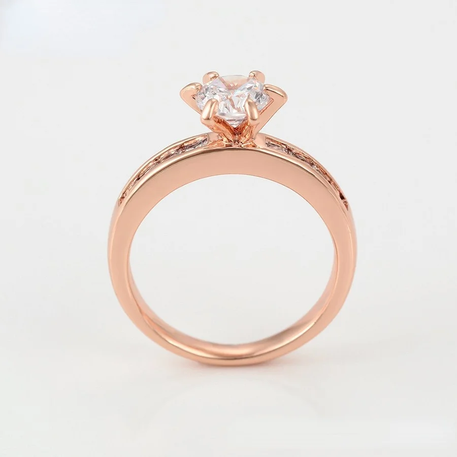 

12814 Xuping jewelry fashion elegant and exquisite couple engagement and marriage rose gold pair ring set with diamond ring