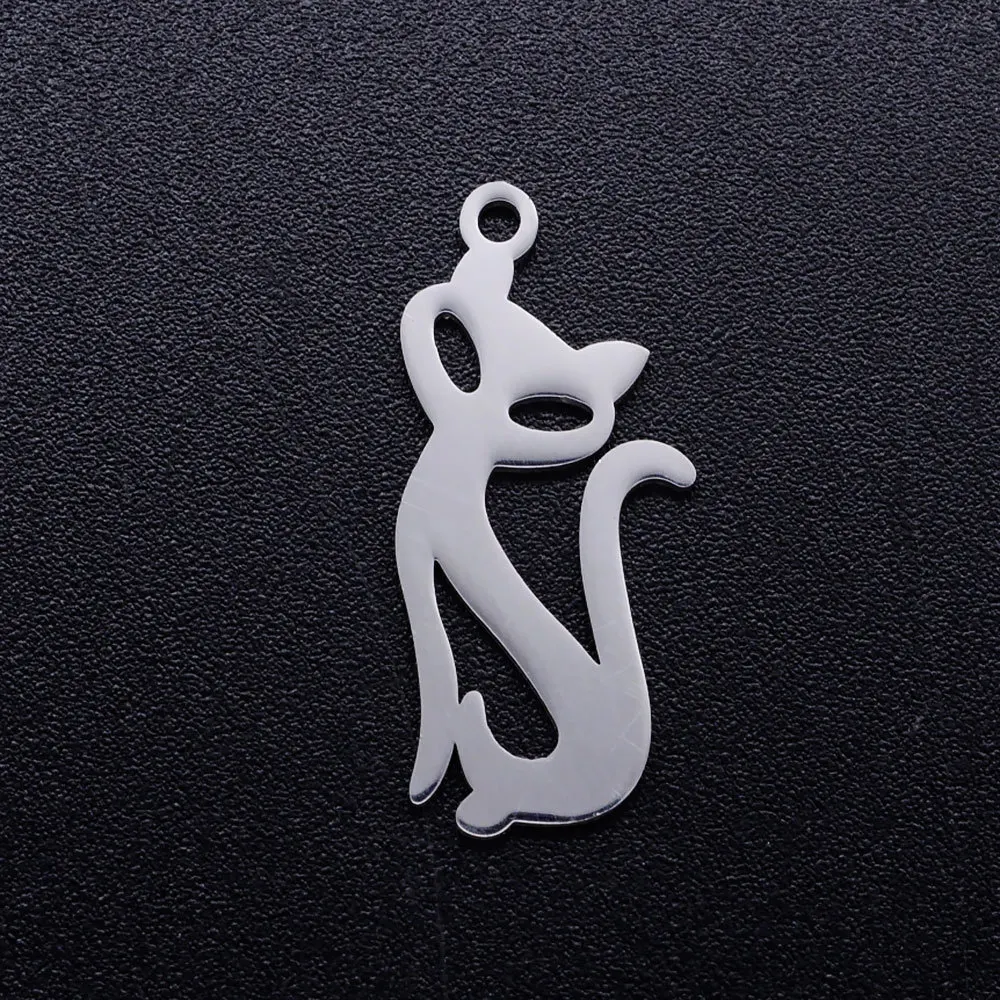 

5Pcs/Bag Polishing Stainless Steel Diy Fox Pendant Jewelry Making Accessories 23*10mm Fox Charm Pendant