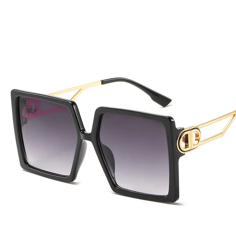 

Wholesale Luxury square metal female Oversized big frame shades sunglasses women