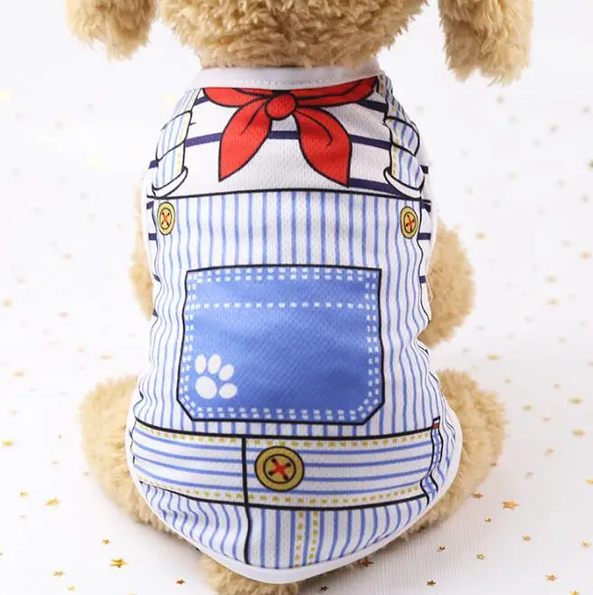 

Custom Spring summer teddy bear mesh print strap cat vest pet clothes summer dog, As picture