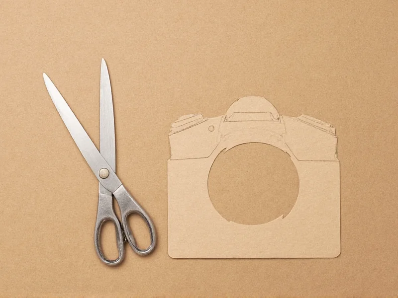 Cutting cardboard template with exact camera cutouts