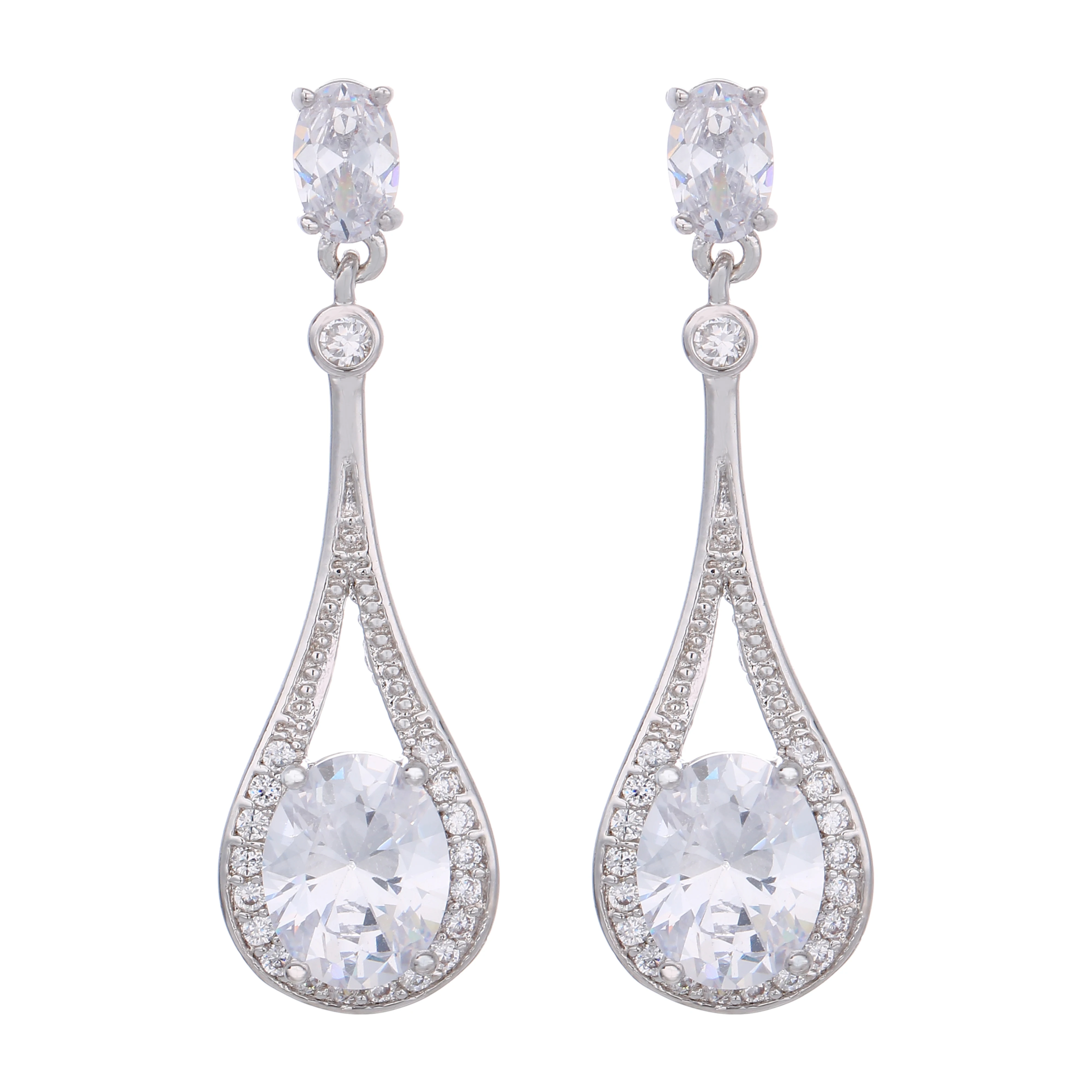 

Simple Design White Gold Long Drop Earrings Water Drop Dangle Earrings For Women Fashion Jewelry 2020 Christmas Gifts