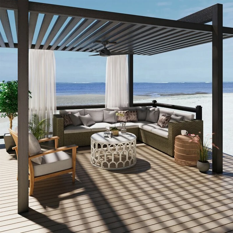 

5x5m outdoor motorized pool aluminium pergola roof, Customized