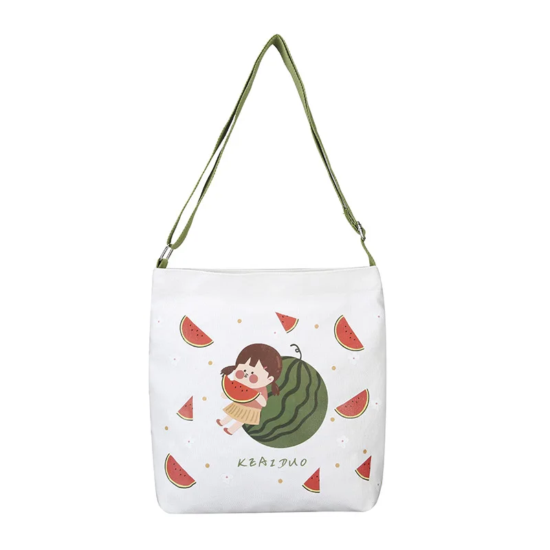 

Fashion design cartoon printed girls women cotton canvas shopping tote book bags, Customized