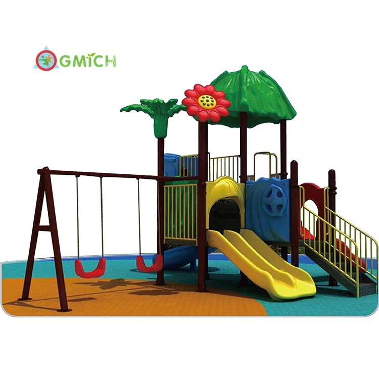 

Kids outdoor playgorund slide plastic swing and slide for kindergarden school JMQ-18157A, Colorful