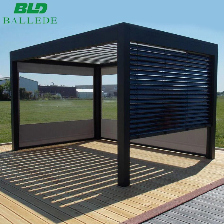 Deck bioclimatic outdoor louver canopy motorized waterproof pergola louvered patio roof