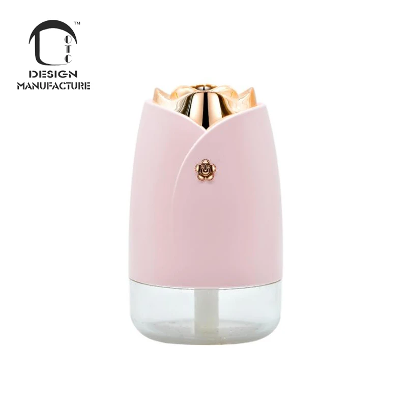 manufacture fashion home USB 2 mist mode 230ml rose design Air Humidifier with warm LED light