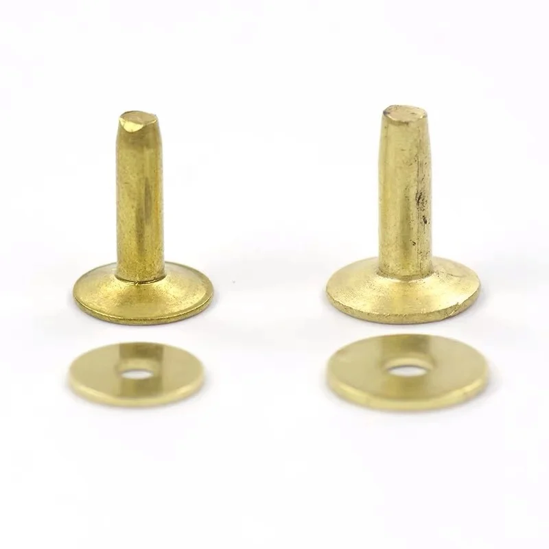 
Brass Rivet Flat Head Solid Copper Rivet and Burrs for Leather 3.4x14.5mm 