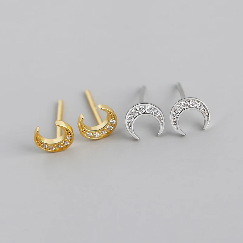 

RINNTIN APE29 Custom fashion 18k gold 925 sterling silver small moon earrings