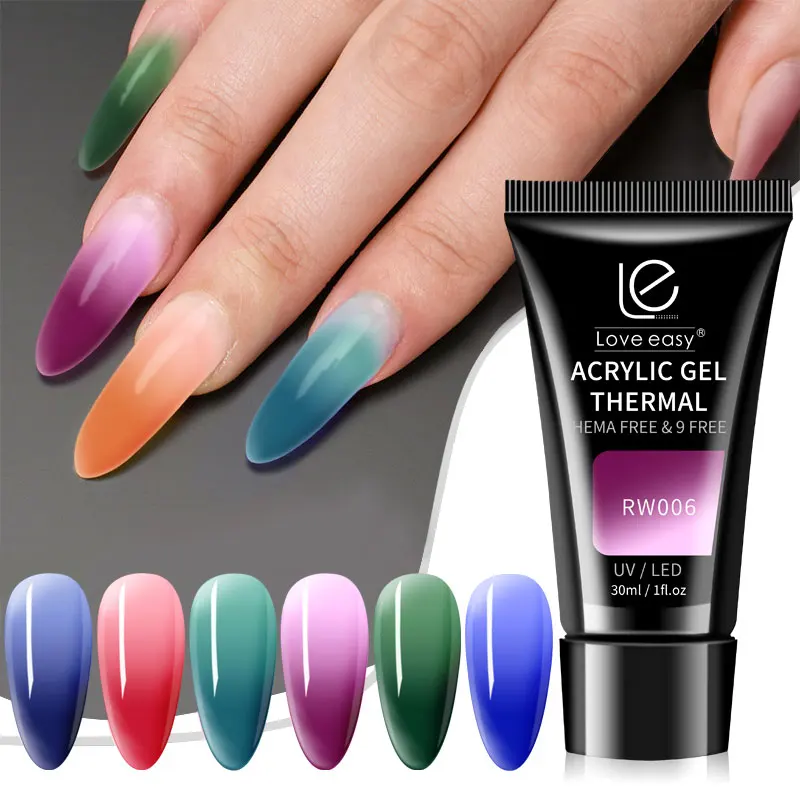 

Love Easy 30ml Acrylic Poly Nail Gel Temperature Thermo Color Change Extend Nail Gel Manicure Nail Art Polygels Extension Gel, 12 colors