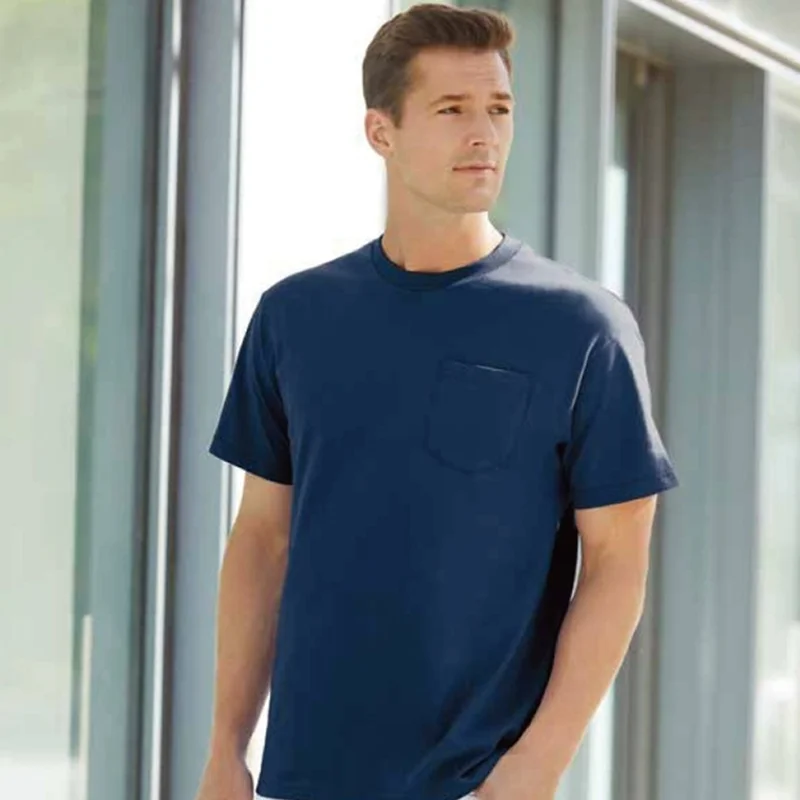 

Custom Design Men Casual Short Sleeve T-shirt Cotton Breathable Shirt With Pocket In Front