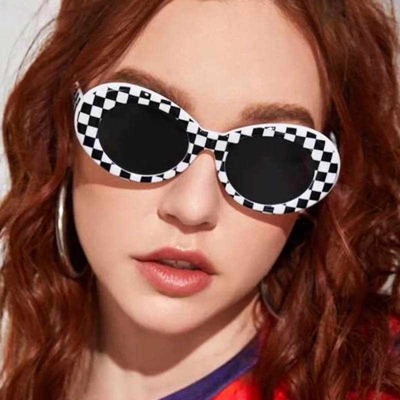 

Fashion Oval Frame Hip Hop Sunglasses Men Women Retro Plaid Sun glasses Custom Wholesale Shades, Picture shows