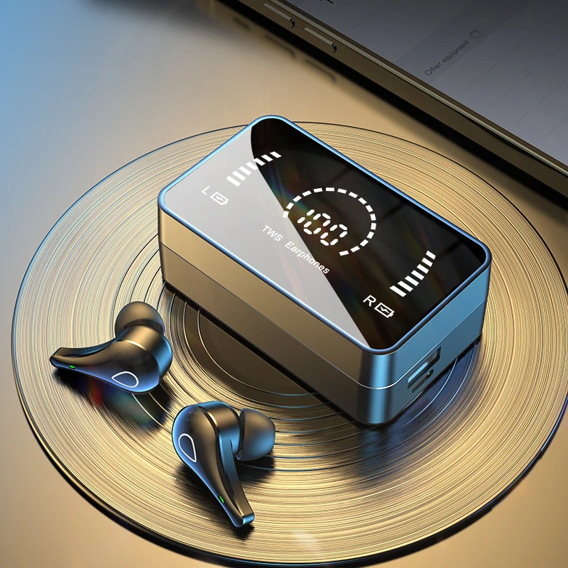 

Best Sellers True Wireless Earbuds Mirror Smart LED Display Earphone TWS Wireless Bluetooth Headphones With 3500mAh Power Bank, Black/white