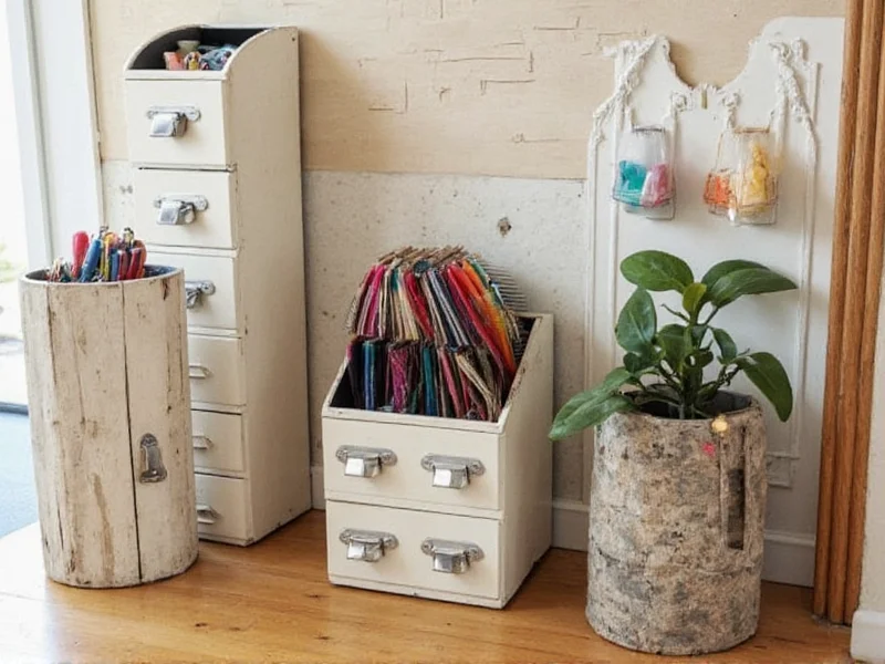 Repurposed household items for craft storage