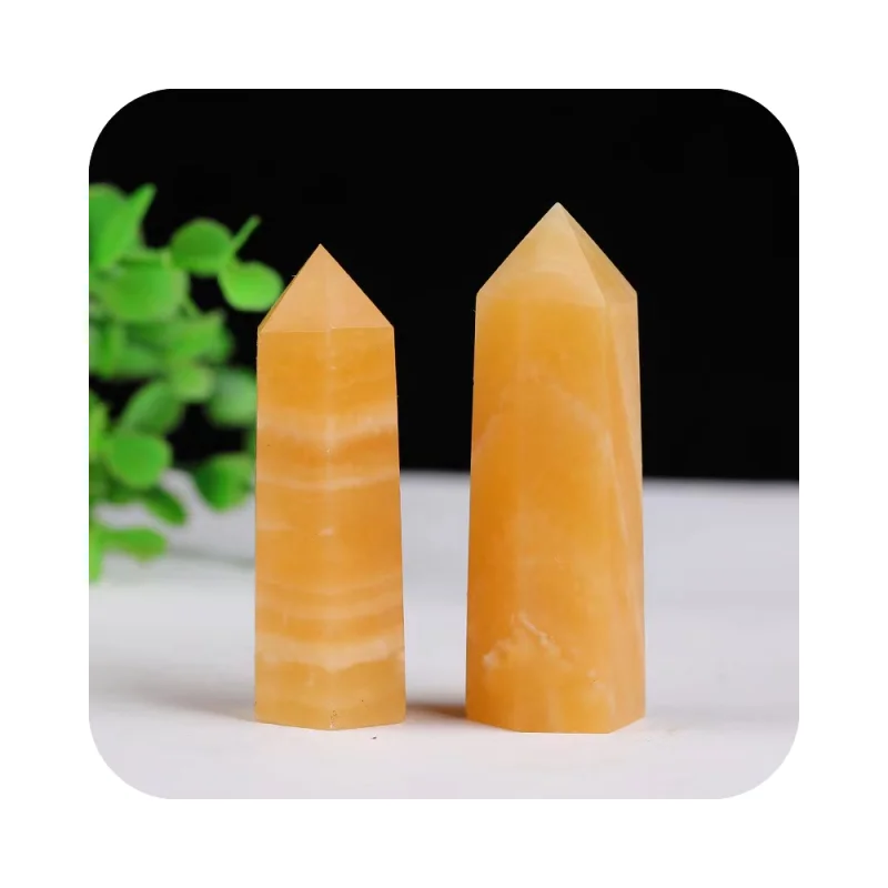 

Wholesale natural quartz crystals healing Gemstone point yellow calcite crystal gift wand point for fengshui