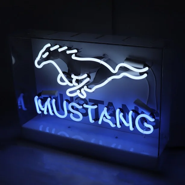 Mustang neon sign in acrylic box led signage letters light oem china suppliers