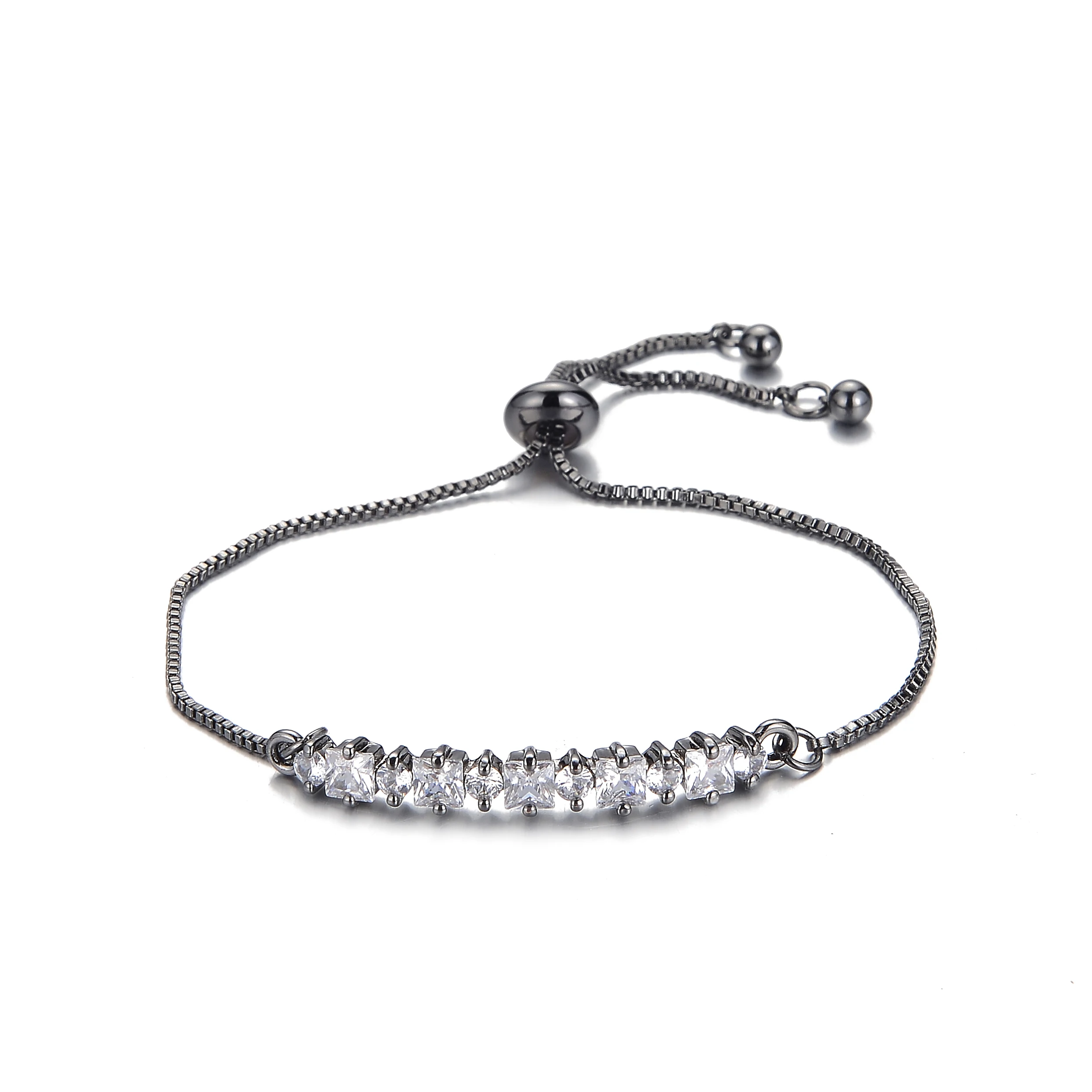 

Wedding Charm Jewelry for Women Trendy Zircon Crystal Adjustable Bracelets Alloy Geometric Cubic Zircon Chain, Picture shows