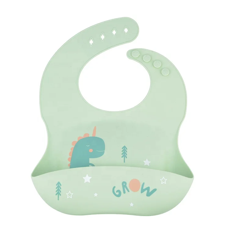 

Customized Printed Logo Multi Colored Soft Silicone Easy to Clean Waterproof Baby Bibs with Crumb Catcher child, Green, pink, yellow, blue