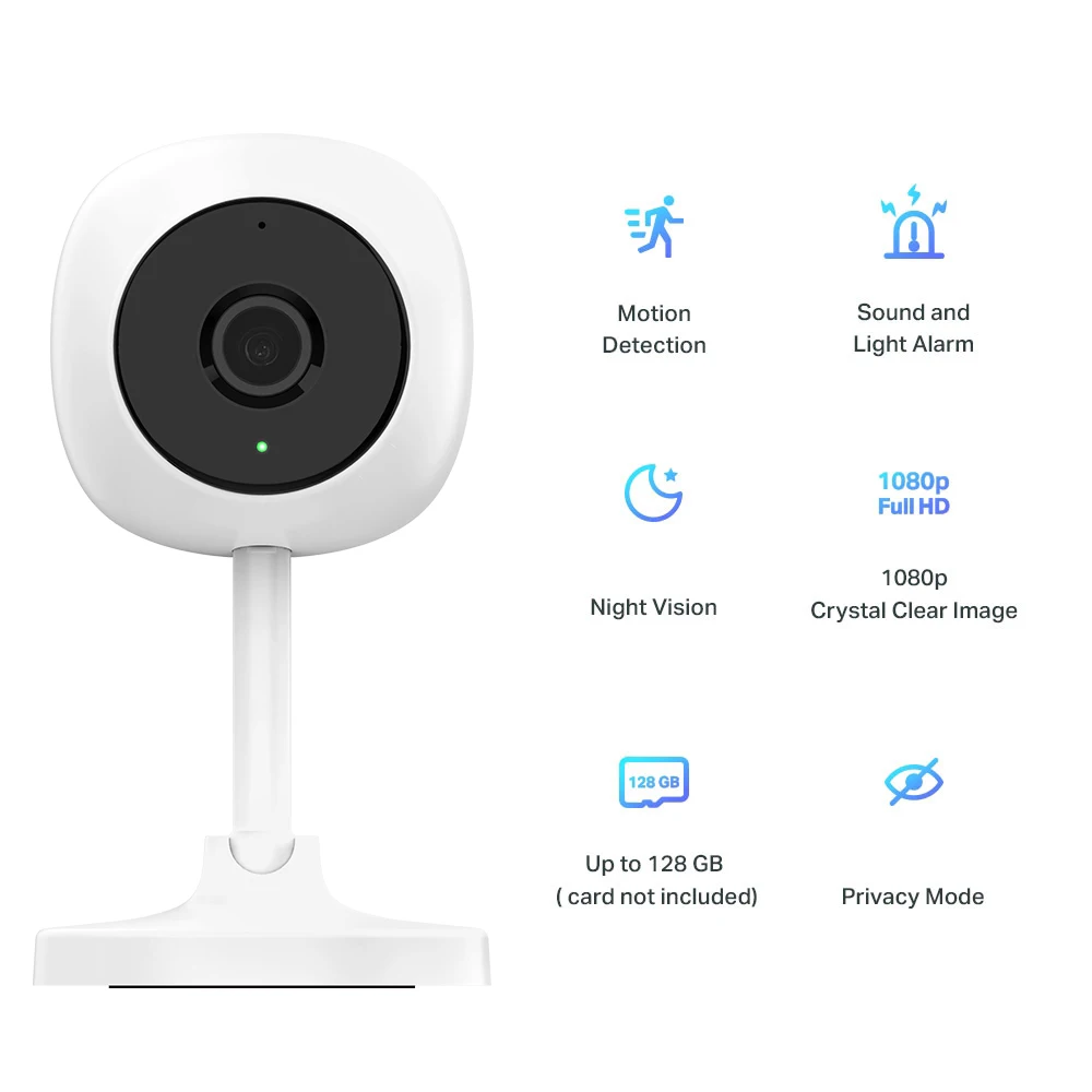 

Home Security Mini WiFi IP Camera with Zone Detection, White