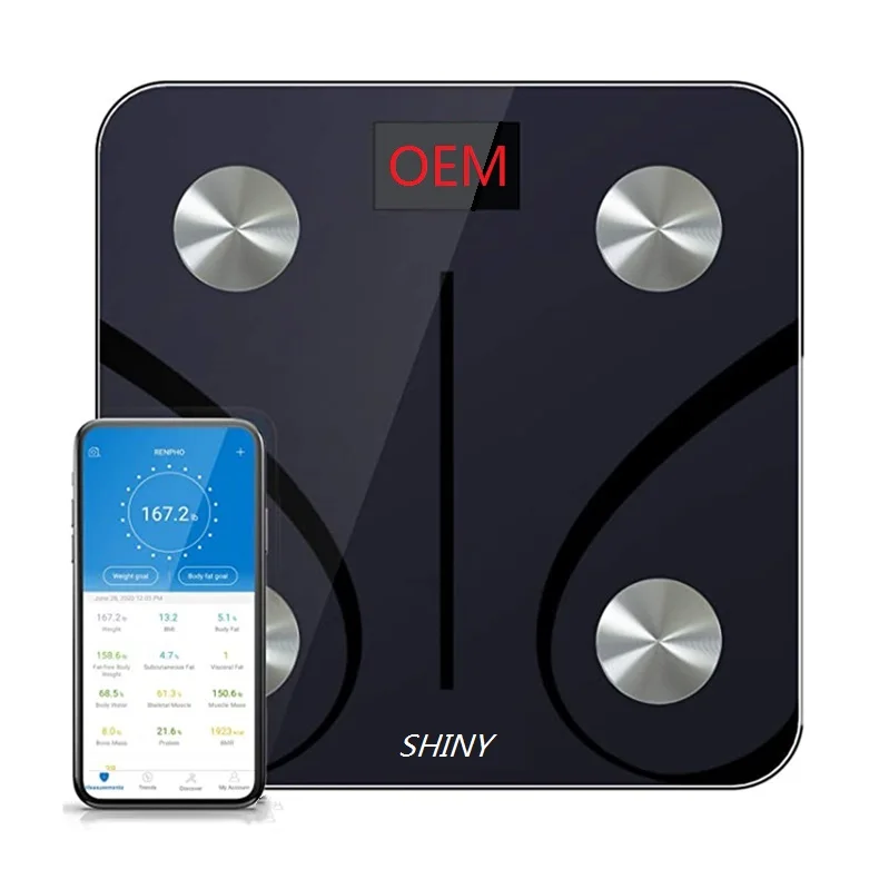 

Amazon Hot Sale Body Fat Scale With Manufacturer OEM Digital Electric Weighing Scale Bathroom Digital Body Fat Scale, Black, or customization