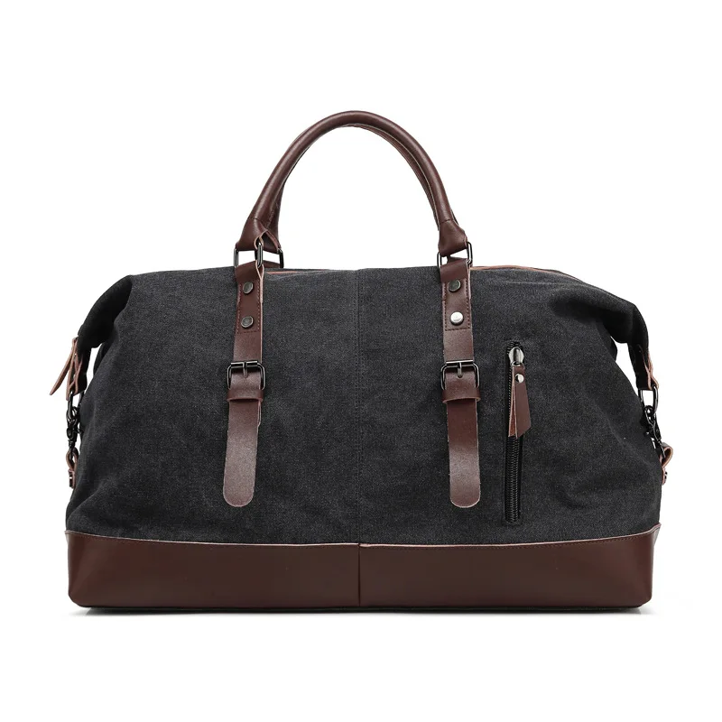 Canvas Leather Duffle Bag Overnight Travel Carry On Tote Bag  Canvas Travel Bag  Men Duffle Bags