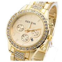 

Luxury Geneva Crystal steel watch women men fashion Dress wrist watch Analog watch