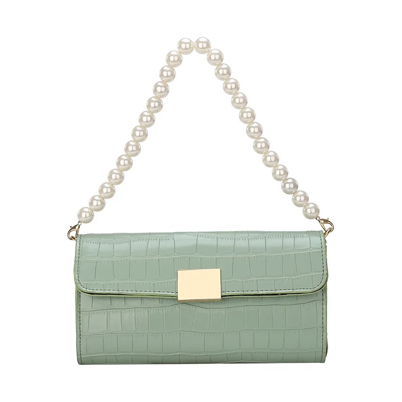 

Wholesale New Fashion Pearl Chain Pu Leather Handbag Luxury Women Tote Handbags Female Ladies Crossbody Single Shoulder Purses, Green,blue,black,white