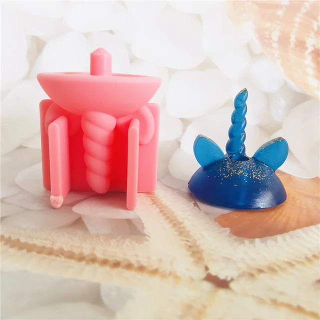 

J164 Free Sample DIY Shiny Resin Unicorn Shape 3D Silicone Straw Topper Molds