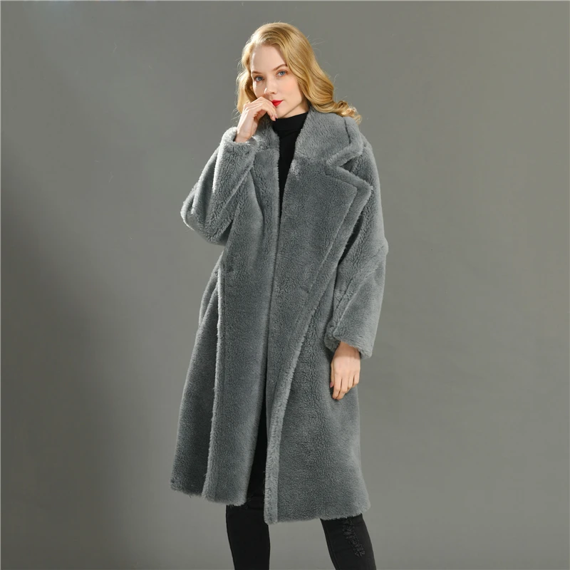 

Hot Sale European Winter Female Real Sheep Fur Jacket Wholesale Plus Size Women Warm Sheep Shearing Fur Teddy Coat