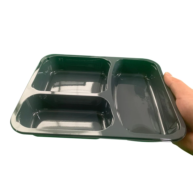 

Heated Black Cpet Plastic Food Tray Takeaway Disposable Microwavable containers with Sealed Lid, Black,customized color