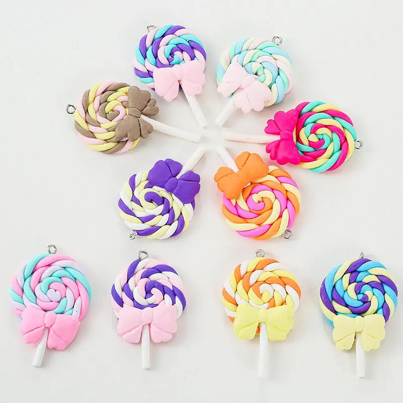 

Candy Gummy Bear Charms Colorful Polymer Clay Lollipop Shape Charm for Earring Bracelet DIY Jewelry Making Pendants, Picture