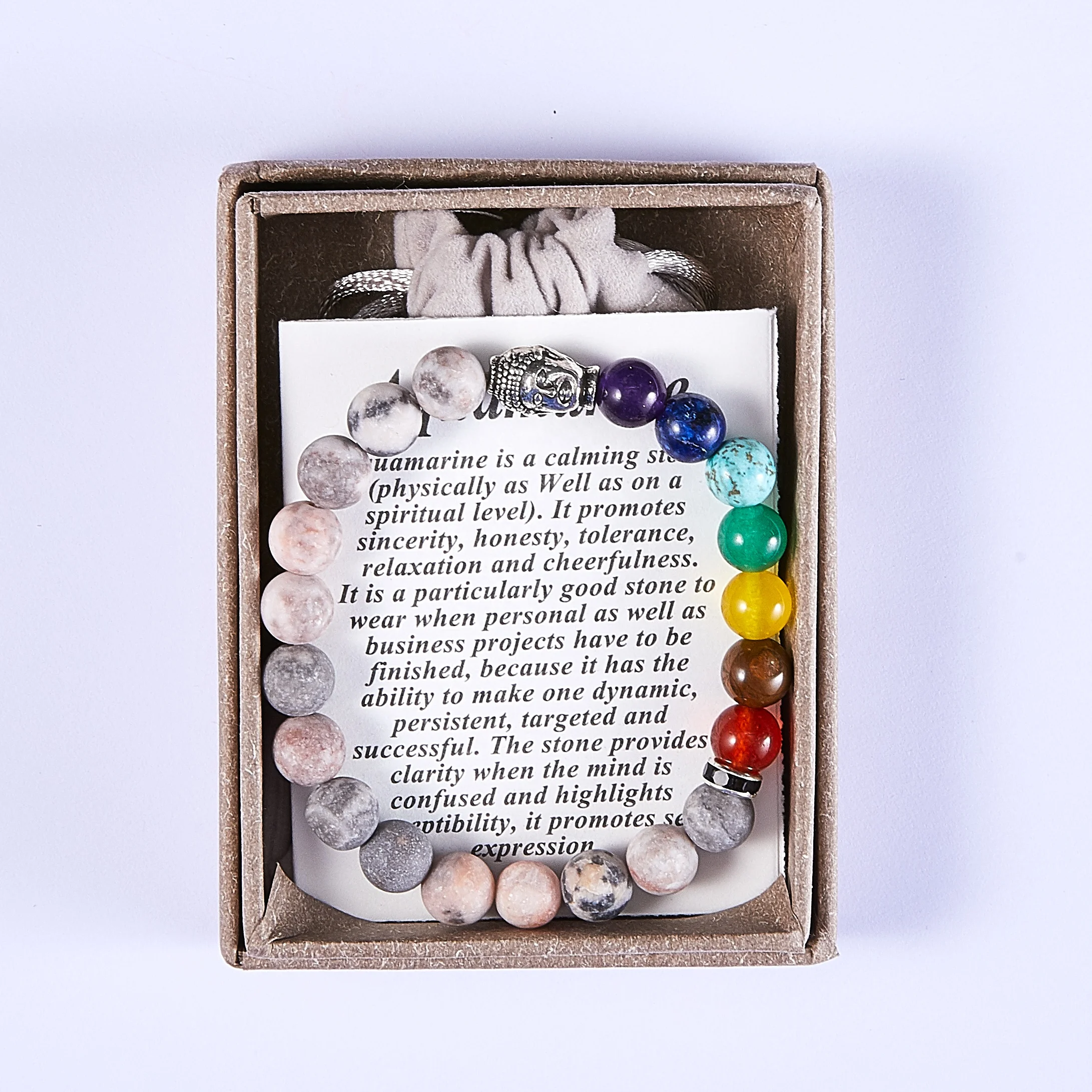 

High Quality Beads Energy Bracelet Jewelry Healing Chakra Lucky Buddha Natural Stone Bracelet with Gift Box, As photo