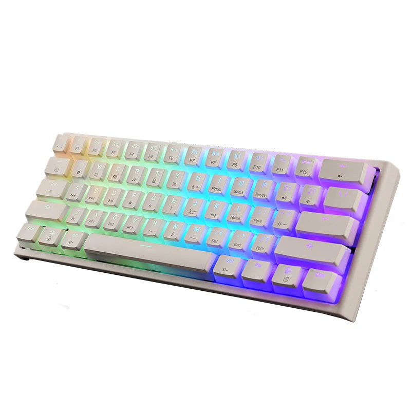 

MK25 60% mini wired type c RGB 61keys pudding keycaps PC laptop gaming mechanical keyboard, Black white