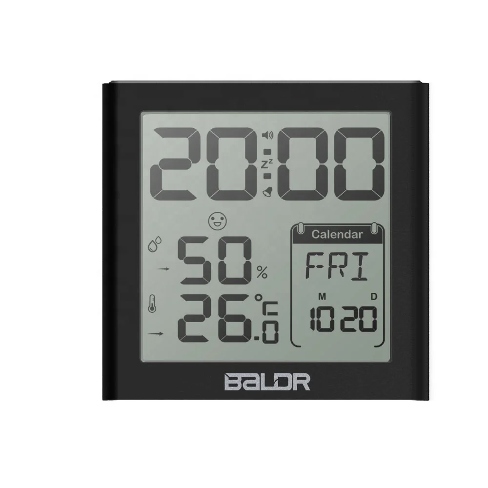 

BALDR B0330 Digital Alarm Clock with Thermometer Hygrometer Snooze Calendar for Bedroom Traveling Temperature Humidity Clock