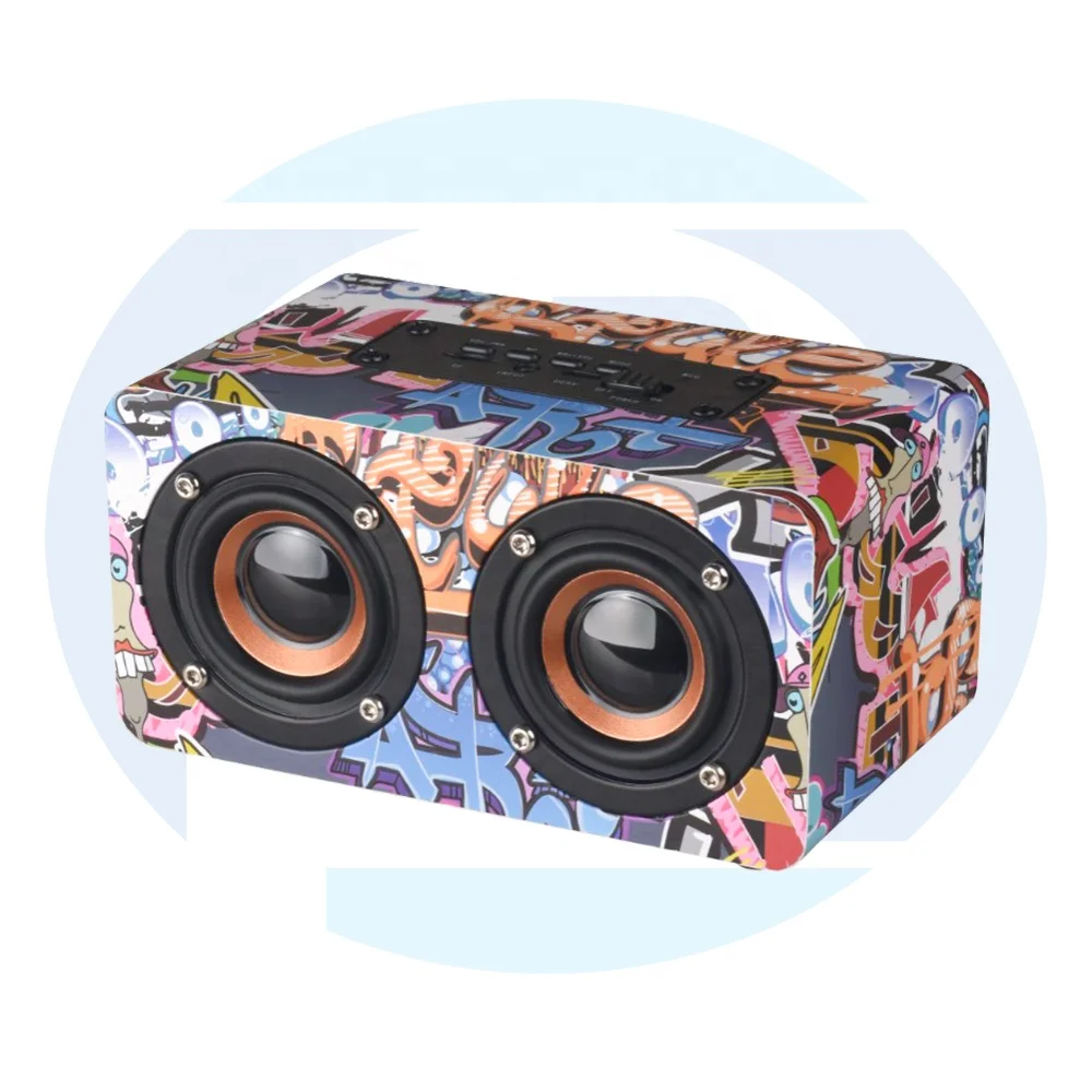 

New design sound perfect graffiti style gift mini hand free portable wireless speaker D50, Black/graffiti/purple