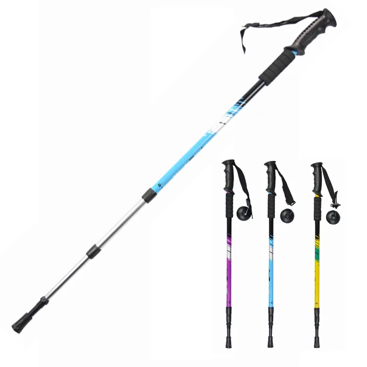 

Mountain extendable outdoor Anti shock hiking stick trekking cane camping ultralight telescopic aluminum adjustable hiking pole, Black