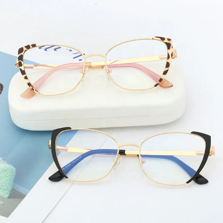 

Fashion Anti blue light glasses Transparent 2023 Separate Metal Flat Frame Cat Eye Computer Eyeglasses