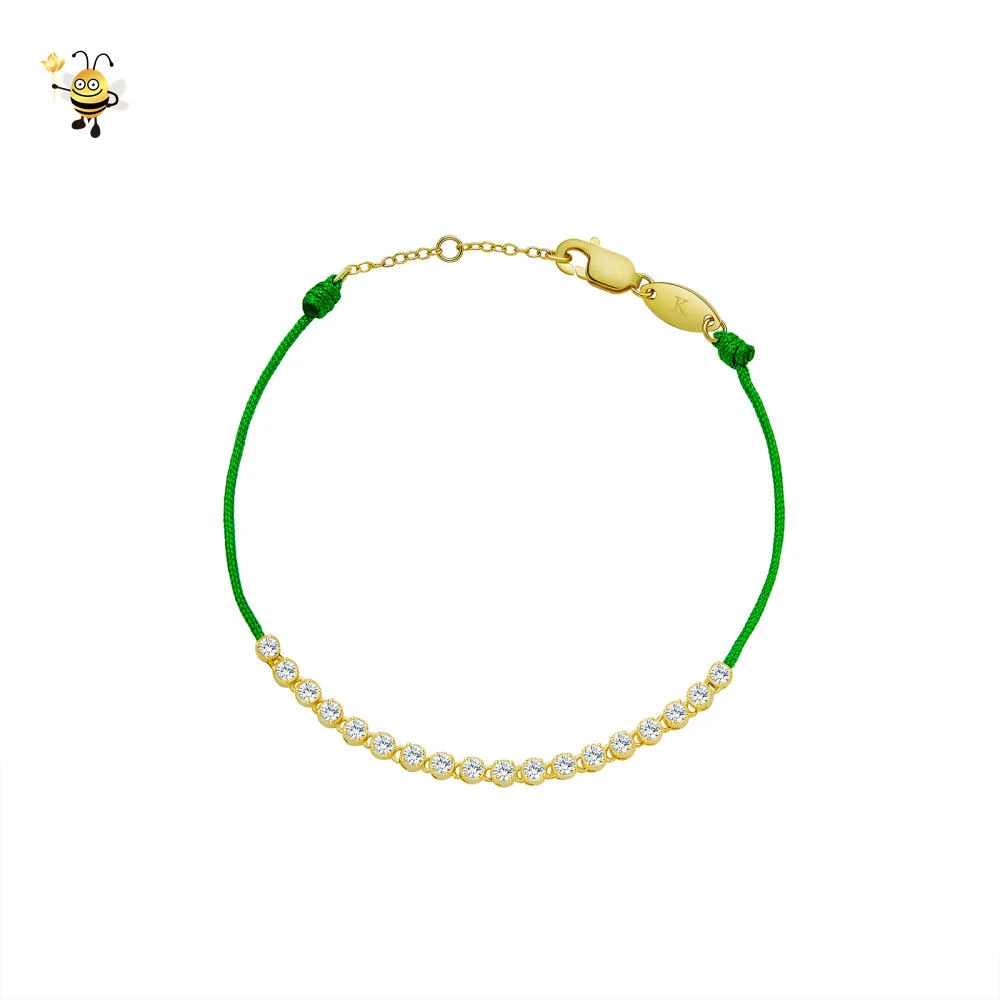 

Double Green Cord String Thin Chain Rope Wristband 925 Sterling Silver Girls Jewelry Adjustable Tennis Bracelets