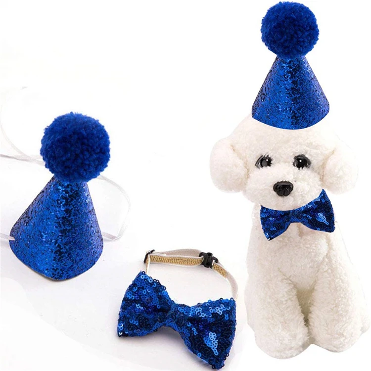 

Pet Cute Birthday Party Cone Hat and Bow Tie Collar Set for Small Dogs Cats Pets