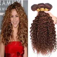 

Wholesale cuticle aligned dark brown color 26 28 30inch brazilian deep curly human hair weave bundles